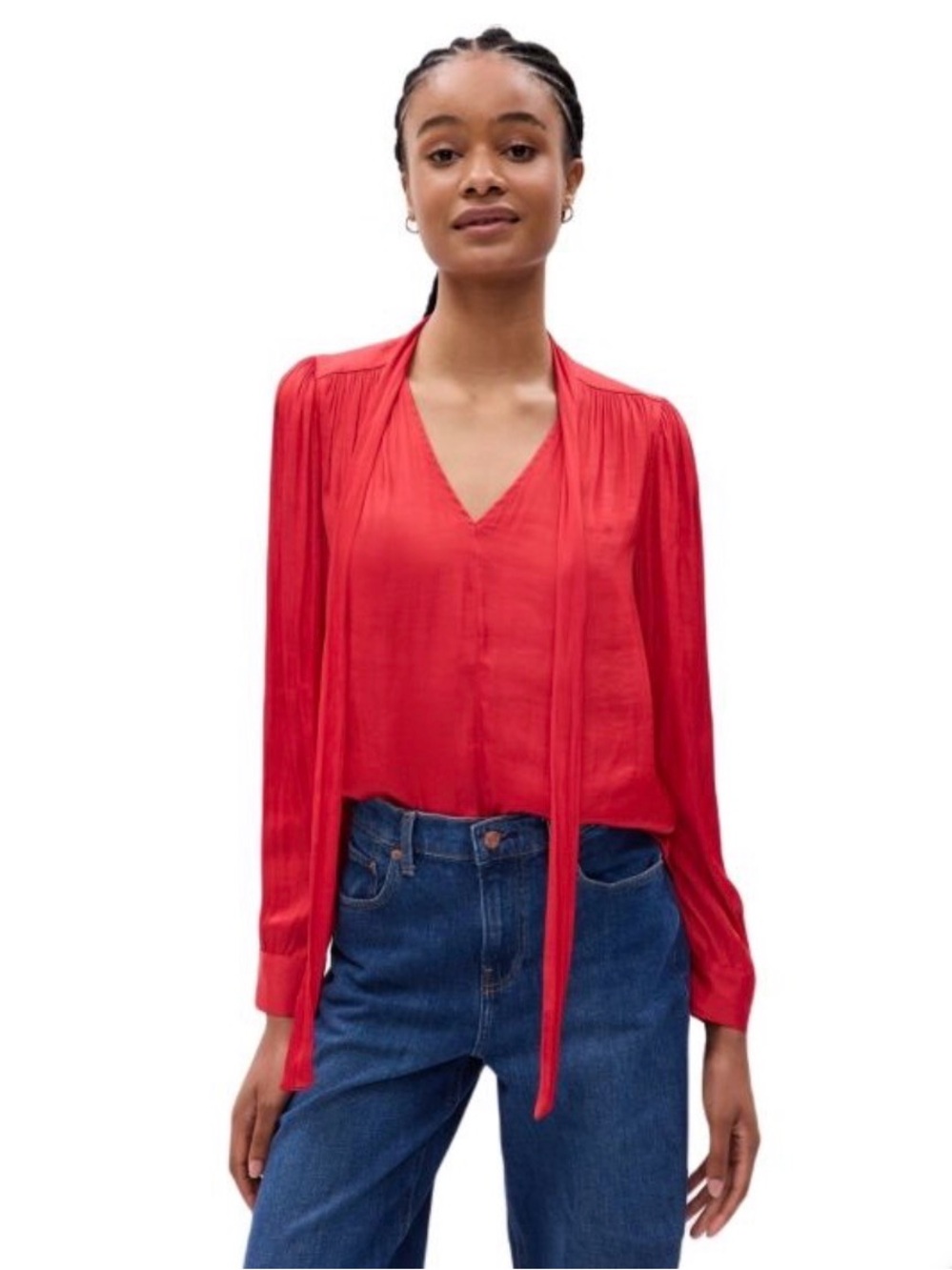 GAP Red Long Sleeve V-neck with Ties | Size Medium |